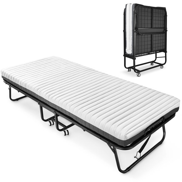 Alwyn Home Portable Folding Memory Foam Bed with Mattress, Rollaway Cot